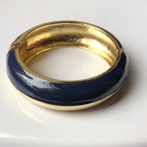 Bangle Bracelet Blue enamel W/ Gold tone